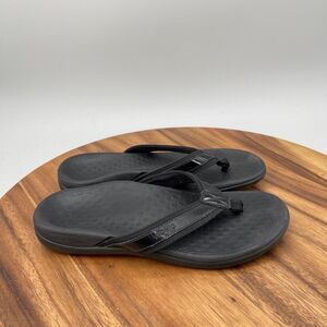 Vionic Sandals Womens Size 6 Black Leather Casual Comfort Summer Beach Shoes